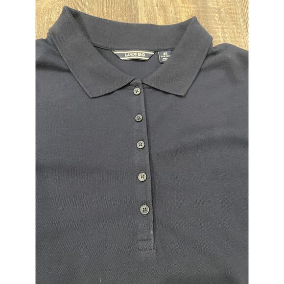 Lands End Shirt Womens Sz 3X Cotton Navy Blue Basic Casual Polo Pullover 24W-26W - Picture 7 of 8